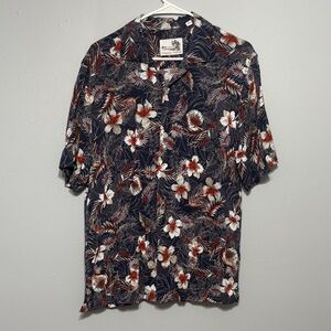 Island fever Tropical Floral Men's Button Down Shirt size M